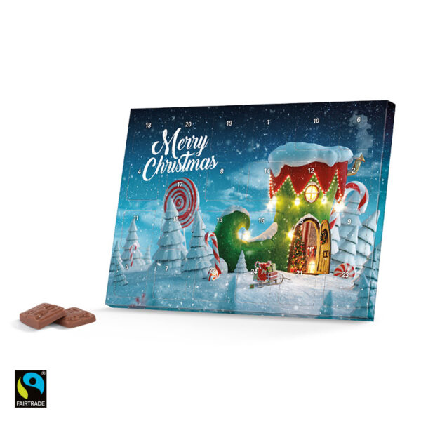 Rektangulär kalender <br><h3> gjuten Fairtrade-choklad</h3>